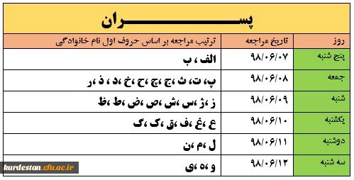 زمانبندی مصاحبه اختصاصی و عمومی داوطلبان ورود به دانشگاه فرهنگیان سال 1398 3