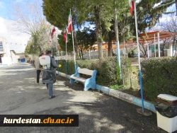 انجام عملیات ضد عفونی کردن فضای پردیس های دانشگاه فرهنگیان کردستان
