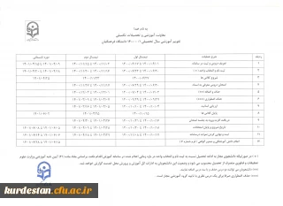 از سوی معاونت دانشجویی اعلام شد؛

تقویم آموزشی سال تحصیلی 1401-1400