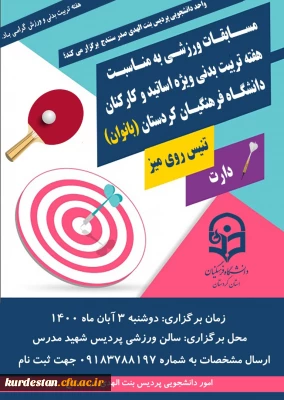  واحد دانشجویی پردیس بنت الهدی صدر سنندج برگزار می کند؛

برگزاری مسابقات ورزشی به مناسبت هفته تربیت بدنی ویژه اساتید و کارکنان دانشگاه فرهنگیان کردستان (بانوان)