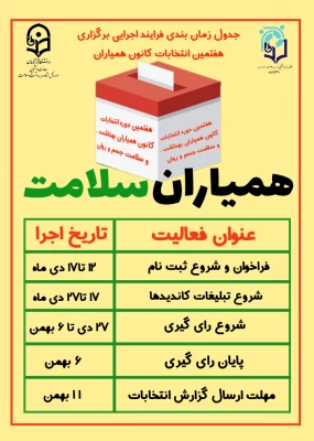 واحد دانشجویی پردیس بنت الهدی صدر سنندج برگزار می نماید؛

هفتمین دوره انتخابات کانون های دانشجویی همیاران بهداشت و سلامت جسم و روان در دانشگاه فرهنگیان 3